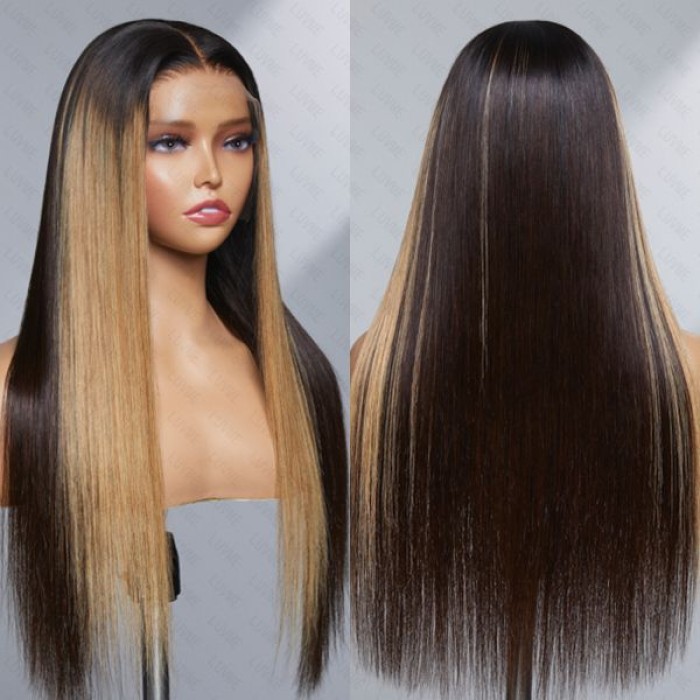 Blonde Highlights Straight Undetectable Transparent 13x4 Lace Frontal Wig Blonde Highlights Straight Undetectable Transparent 13x4 Lace Frontal Wig
