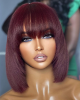 Put On And Go Reddish Purple Natural Black Layered Cut Yaki Straight Minimalist Lace Bob Wig With Bangs 100% Human Hair Put On And Go Reddish Purple Natural Black Layered Cut Yaki Straight Minimalist Lace Bob Wig With Bangs 100% Human Hair