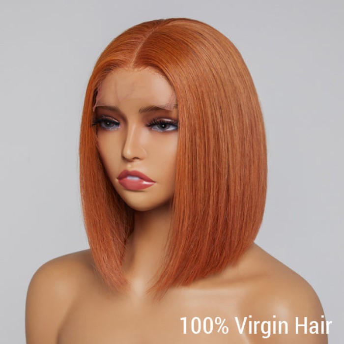Beginner Friendly Sugar Maple 4x4 Closure Lace Glueless Mid Part Bob Wig 100% Human Hair Beginner Friendly Sugar Maple 4x4 Closure Lace Glueless Mid Part Bob Wig 100% Human Hair