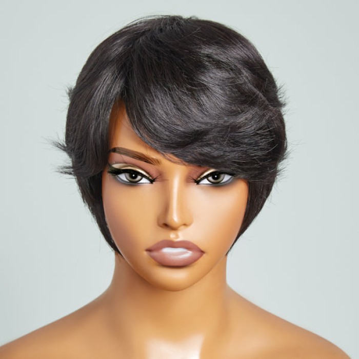 Clean & Neat Mature Boss Style Glueless Short Wig with Bangs 100% Human Hair Clean & Neat Mature Boss Style Glueless Short Wig with Bangs 100% Human Hair