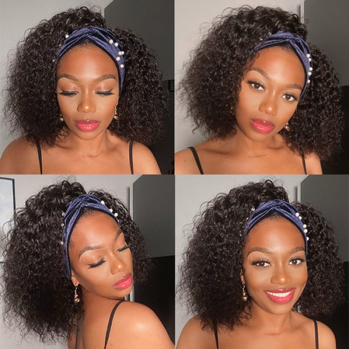 Summer Style Glueless Deep Wave Bob Headband Wig 100% Human Hair (Get Free Trendy Headbands) Summer Style Glueless Deep Wave Bob Headband Wig 100% Human Hair (Get Free Trendy Headbands)