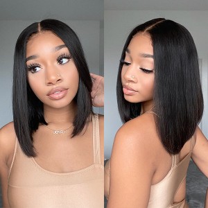 Beginner Friendly Glueless Silky Blunt Cut 4x4 Closure Bob Wig 100% Human Hair  Upgraded 2.0 Beginner Friendly Glueless Silky Blunt Cut 4x4 Closure Bob Wig 100% Human Hair  Upgraded 2.0