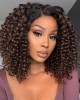 Black To Brown Ombre Bouncy Curly 4x4 Closure Lace Glueless Side Part Long Wig 100% Human Hair Black To Brown Ombre Bouncy Curly 4x4 Closure Lace Glueless Side Part Long Wig 100% Human Hair
