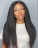 Glueless High Density Kinky Straight 4x4 Closure Lace Long Wig 100% Human Hair Glueless High Density Kinky Straight 4x4 Closure Lace Long Wig 100% Human Hair