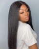 Glueless High Density Kinky Straight 4x4 Closure Lace Long Wig 100% Human Hair Glueless High Density Kinky Straight 4x4 Closure Lace Long Wig 100% Human Hair