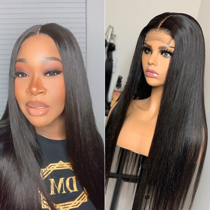 Effortless Straight 4x4 Closure Lace Glueless Mid Part Long Wig 100% Human Hair Effortless Straight 4x4 Closure Lace Glueless Mid Part Long Wig 100% Human Hair