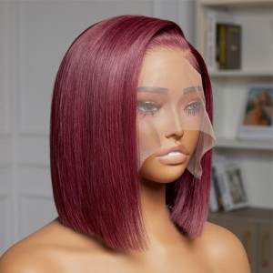 Reddish Purple Side Part Minimalist Lace Bob Wig 100% Human Hair Reddish Purple Side Part Minimalist Lace Bob Wig 100% Human Hair