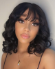 Glueless Beginner Friendly Soft Wavy Curls Bob Wig With Bangs 100% Human Hair Glueless Beginner Friendly Soft Wavy Curls Bob Wig With Bangs 100% Human Hair