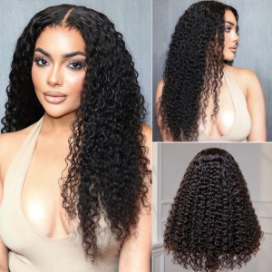 Deep Wave 5×5 Closure HD Lace Glueless Mid Part Long Wig 100% Human Hair
