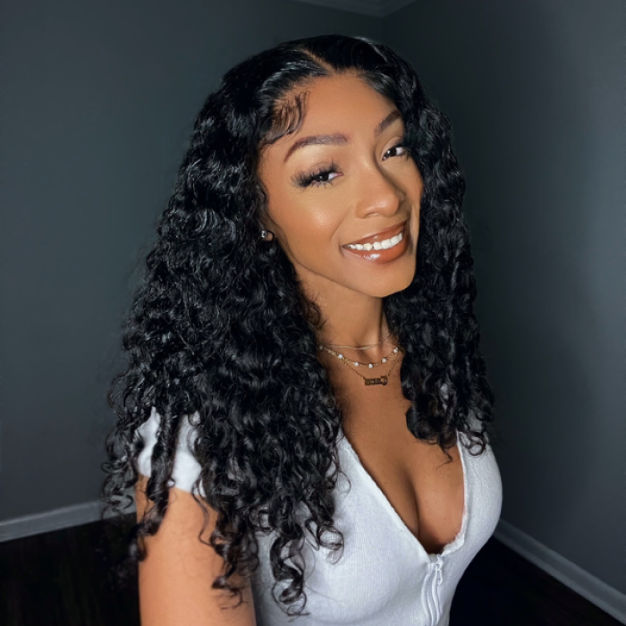 Leisure Style Water Wave 4x4 Closure Lace Glueless Mid Part Long Wig 100% Human Hair Leisure Style Water Wave 4x4 Closure Lace Glueless Mid Part Long Wig 100% Human Hair