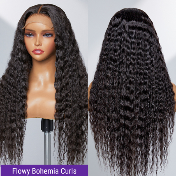 Boho-Chic Flowy Bohemian Curly 5×5 Closure Lace Glueless Mid Part Long Wig 100% Human Hair Boho-Chic Flowy Bohemian Curly 5×5 Closure Lace Glueless Mid Part Long Wig 100% Human Hair
