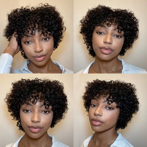 Throw On & Go  Ultra Natural Lightweight Bouncy Wig With Bangs 100% Human Hair