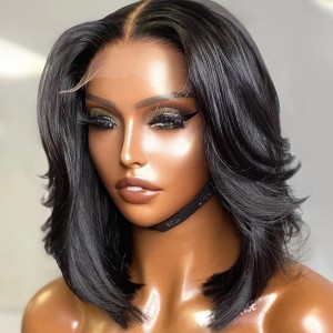 Limited Design  Natural Black Handcraft Layered 5x5 Closure HD Lace Glueless Short Wig 100% Human Hair Limited Design  Natural Black Handcraft Layered 5x5 Closure HD Lace Glueless Short Wig 100% Human Hair