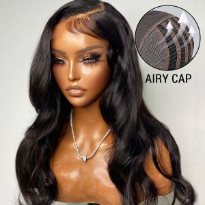 Airy Cap  Natural Black Loose Body Wave 7x5 HD Lace Mid Part Long Wig 100% Human Hair Airy Cap  Natural Black Loose Body Wave 7x5 HD Lace Mid Part Long Wig 100% Human Hair