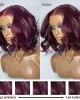 Dark Plum Loose Wave Minimalist HD Lace Glueless Mid Part Short Wig 100% Human Hair Dark Plum Loose Wave Minimalist HD Lace Glueless Mid Part Short Wig 100% Human Hair