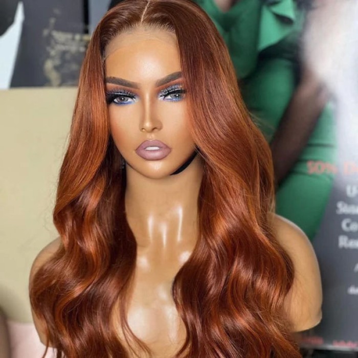 Limited Design Aila Ginger Highlight 5x5 Closure HD Lace Glueless Mid Part Long Wig 100& Human Hair Limited Design Aila Ginger Highlight 5x5 Closure HD Lace Glueless Mid Part Long Wig 100& Human Hair