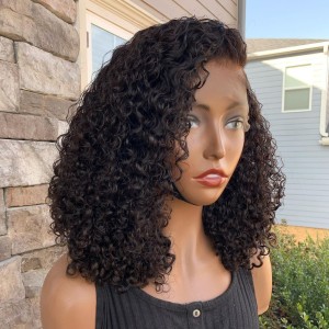 Full Kinky Curly 5x5 Closure HD Lace Glueless Side Part Neck Length Wig 100% Human Hair Full Kinky Curly 5x5 Closure HD Lace Glueless Side Part Neck Length Wig 100% Human Hair