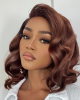 Chocolate Light Brown Wavy Minimalist HD Lace Glueless C Part Short Wig 100% Human Hair Chocolate Light Brown Wavy Minimalist HD Lace Glueless C Part Short Wig 100% Human Hair