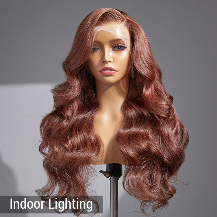 Limited Design Reddish Brown Loose Body Wave 13x4 Frontal Lace C Part Long Wig 100% Human Hair Limited Design Reddish Brown Loose Body Wave 13x4 Frontal Lace C Part Long Wig 100% Human Hair