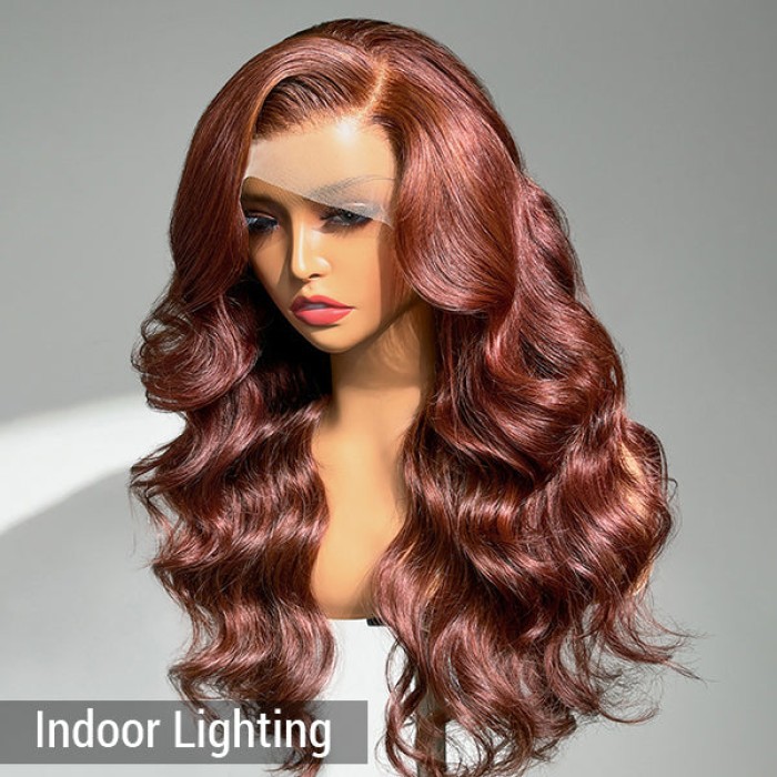 Limited Design Reddish Brown Loose Body Wave 13x4 Frontal Lace C Part Long Wig 100% Human Hair Limited Design Reddish Brown Loose Body Wave 13x4 Frontal Lace C Part Long Wig 100% Human Hair