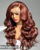 Limited Design Reddish Brown Loose Body Wave 13x4 Frontal Lace C Part Long Wig 100% Human Hair Limited Design Reddish Brown Loose Body Wave 13x4 Frontal Lace C Part Long Wig 100% Human Hair