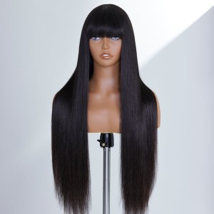 Limited Design  Vanessa Style Silky Straight With Bangs No Lace Glueless Long Wig 100% Human Hair