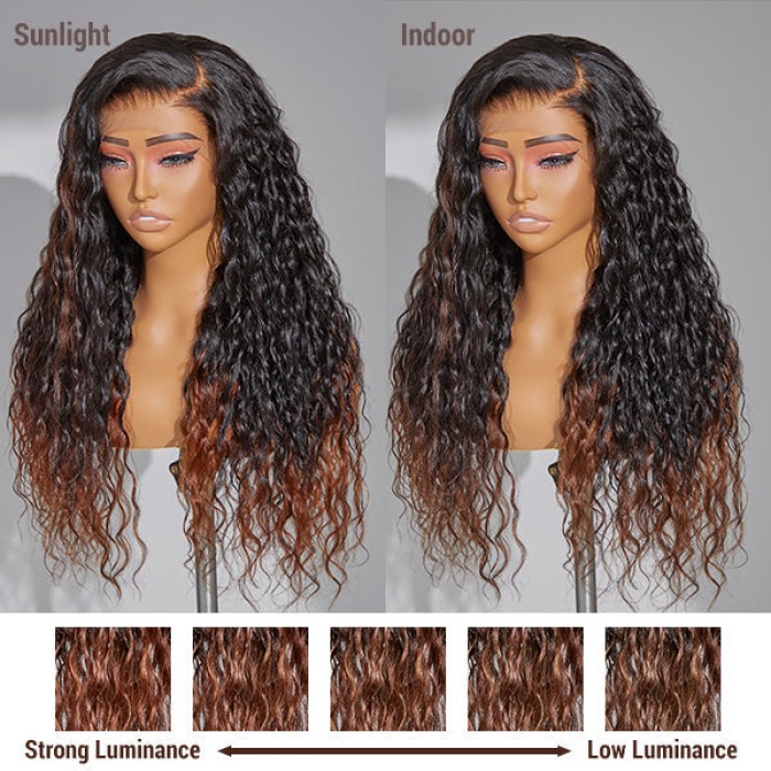 Limited Design Sweety Brown Tails Highlight Water Wave 13x4 Frontal HD Lace C Part Long Wig 100% Human Hair Limited Design Sweety Brown Tails Highlight Water Wave 13x4 Frontal HD Lace C Part Long Wig 100% Human Hair