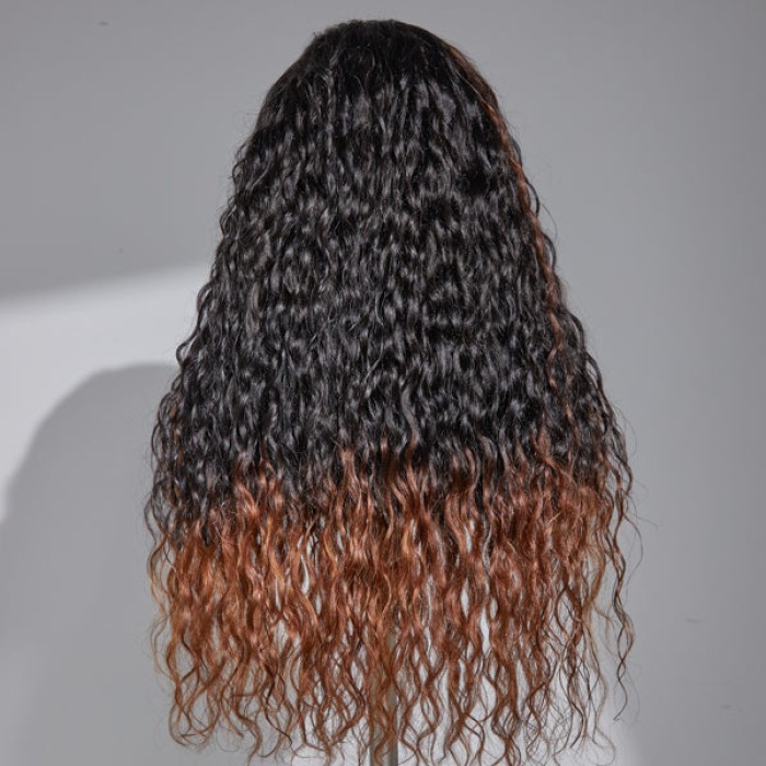 Limited Design Sweety Brown Tails Highlight Water Wave 13x4 Frontal HD Lace C Part Long Wig 100% Human Hair Limited Design Sweety Brown Tails Highlight Water Wave 13x4 Frontal HD Lace C Part Long Wig 100% Human Hair