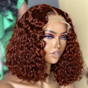 Reddish Brown Glueless Closure Lace Curly Wig  Pre-plucked Reddish Brown Glueless Closure Lace Curly Wig  Pre-plucked