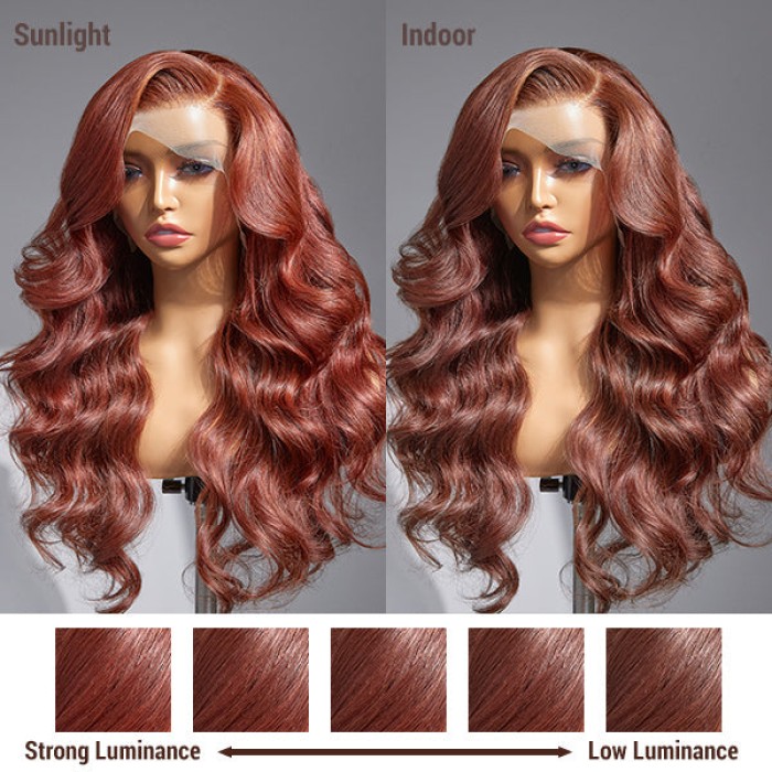 Limited Design Reddish Brown Loose Body Wave 13x4 Frontal Lace C Part Long Wig 100% Human Hair Limited Design Reddish Brown Loose Body Wave 13x4 Frontal Lace C Part Long Wig 100% Human Hair