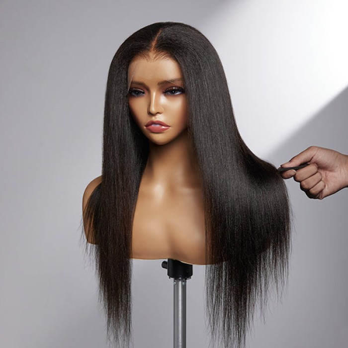 Natural Hairline Yaki Straight 13x4 Frontal Undetectable HD Lace Long Wig 100% Human Hair Natural Hairline Yaki Straight 13x4 Frontal Undetectable HD Lace Long Wig 100% Human Hair