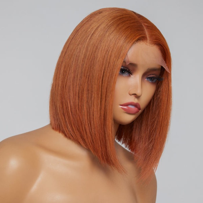 Beginner Friendly Sugar Maple 4x4 Closure Lace Glueless Mid Part Bob Wig 100% Human Hair Beginner Friendly Sugar Maple 4x4 Closure Lace Glueless Mid Part Bob Wig 100% Human Hair