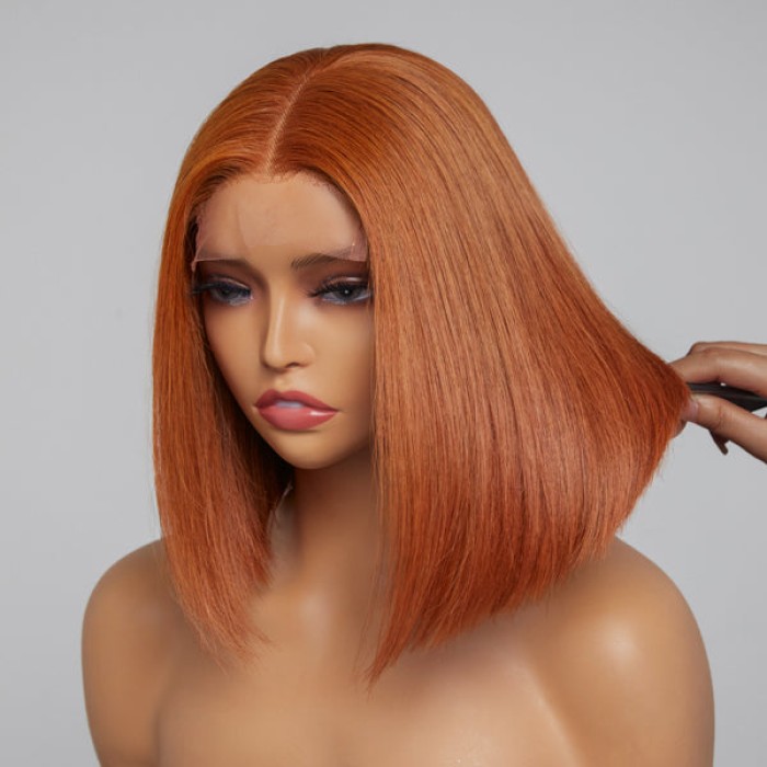 Beginner Friendly Sugar Maple 4x4 Closure Lace Glueless Mid Part Bob Wig 100% Human Hair Beginner Friendly Sugar Maple 4x4 Closure Lace Glueless Mid Part Bob Wig 100% Human Hair
