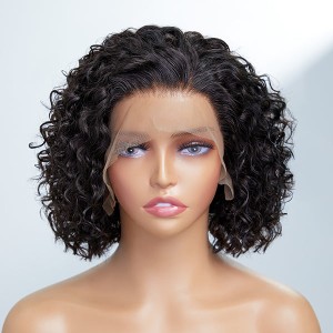 Slicked-Back Short Cut Curly Compact 13X4 Frontal Lace Wig 100% Human Hair Slicked-Back Short Cut Curly Compact 13X4 Frontal Lace Wig 100% Human Hair