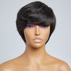 Boss Vibe With Side-swept Bangs No Lace Glueless Short Wig 100% Human Hair Boss Vibe With Side-swept Bangs No Lace Glueless Short Wig 100% Human Hair