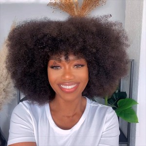 Throw On & Go Jerry Curly No Lace Glueless Short Wig With Bangs 100% Human Hair Throw On & Go Jerry Curly No Lace Glueless Short Wig With Bangs 100% Human Hair