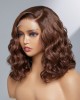 Chocolate Light Brown Wavy Minimalist HD Lace Glueless C Part Short Wig 100% Human Hair Chocolate Light Brown Wavy Minimalist HD Lace Glueless C Part Short Wig 100% Human Hair
