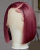 Reddish Purple Side Part Minimalist Lace Bob Wig 100% Human Hair Reddish Purple Side Part Minimalist Lace Bob Wig 100% Human Hair