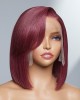 Burgundy New Trend Side-swept Bangs Bob Wig With 100% Human Hair Burgundy New Trend Side-swept Bangs Bob Wig With 100% Human Hair