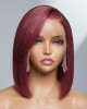 Burgundy New Trend Side-swept Bangs Bob Wig With 100% Human Hair Burgundy New Trend Side-swept Bangs Bob Wig With 100% Human Hair