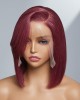 Burgundy New Trend Side-swept Bangs Bob Wig With 100% Human Hair Burgundy New Trend Side-swept Bangs Bob Wig With 100% Human Hair