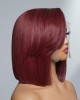 Burgundy New Trend Side-swept Bangs Bob Wig With 100% Human Hair Burgundy New Trend Side-swept Bangs Bob Wig With 100% Human Hair