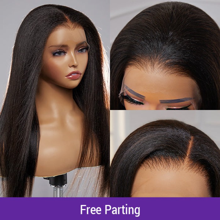 Natural Hairline Yaki Straight 13x4 Frontal Undetectable HD Lace Long Wig 100% Human Hair Natural Hairline Yaki Straight 13x4 Frontal Undetectable HD Lace Long Wig 100% Human Hair