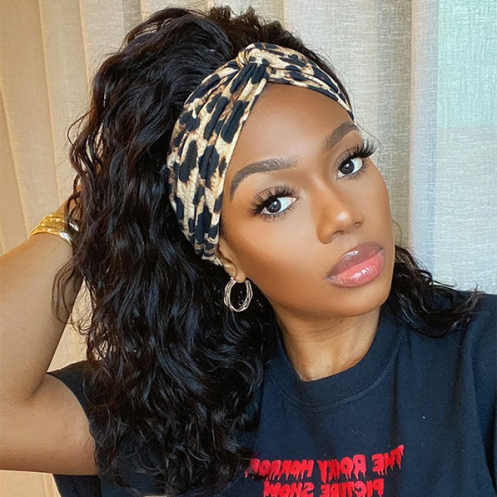 Natural Black Loose Deep Wave No Lace Glueless Free Part Headband Wig 100% Human Hair (Get Free Trendy Headbands) Natural Black Loose Deep Wave No Lace Glueless Free Part Headband Wig 100% Human Hair (Get Free Trendy Headbands)