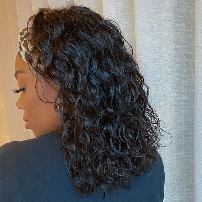 Natural Black Loose Deep Wave No Lace Glueless Free Part Headband Wig 100% Human Hair (Get Free Trendy Headbands) Natural Black Loose Deep Wave No Lace Glueless Free Part Headband Wig 100% Human Hair (Get Free Trendy Headbands)