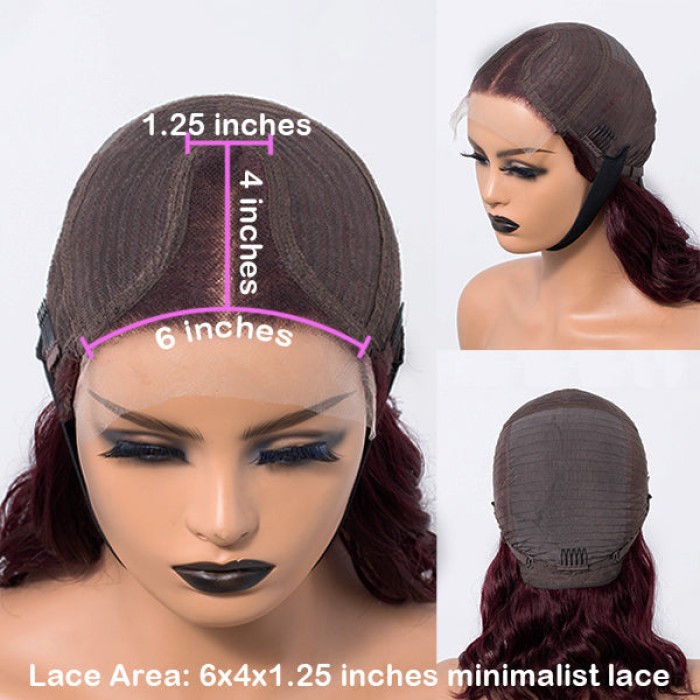 Dark Plum Loose Wave Minimalist HD Lace Glueless Mid Part Short Wig 100% Human Hair Dark Plum Loose Wave Minimalist HD Lace Glueless Mid Part Short Wig 100% Human Hair