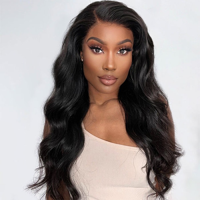 Natural Black Body Wave 13x4 Frontal HD Lace Side Part Long Wig 100% Human Hair Natural Black Body Wave 13x4 Frontal HD Lace Side Part Long Wig 100% Human Hair