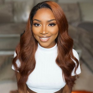 Reddish Brown Loose Wave 5x5 Closure Lace Glueless Side Part Long Wig 100% Human Hair Reddish Brown Loose Wave 5x5 Closure Lace Glueless Side Part Long Wig 100% Human Hair
