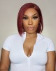 Reddish Purple Side Part Minimalist Lace Bob Wig 100% Human Hair Reddish Purple Side Part Minimalist Lace Bob Wig 100% Human Hair