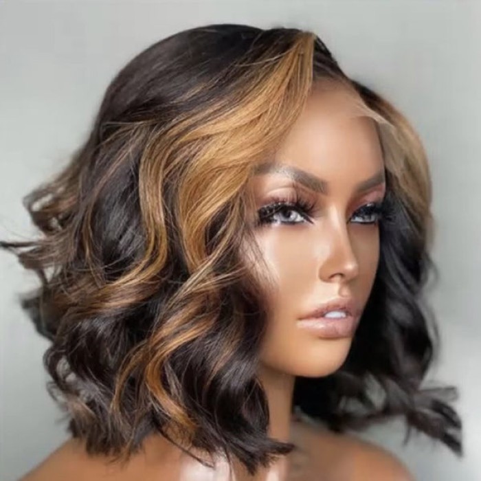 Blonde Mix Loose Wave 5x5 Closure HD Lace Glueless Side Part Short Wig 100% Human Hair Blonde Mix Loose Wave 5x5 Closure HD Lace Glueless Side Part Short Wig 100% Human Hair